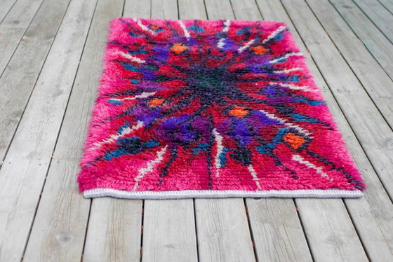 Image 1 of Swedish Tibetan Rya rug with flower by Jagarz for Rya