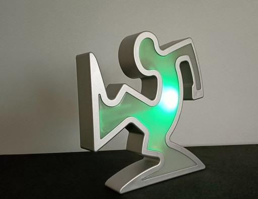 Keith Haring La Linea Lamp Osvaldo Cavandoli Silver (New in Original Packaging)