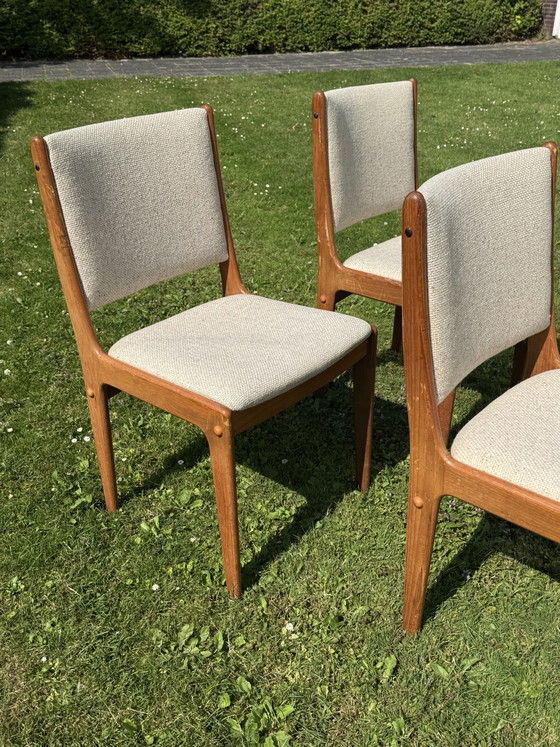 Image 1 of Set van 4 vintage Scandinavische eetkamerstoelen, Teak, Mid Century Modern,  ’70