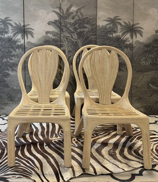 Image 1 of 4 VIVAI DEL SUD ROTAN BAMBOE EETKAMER STOELEN 