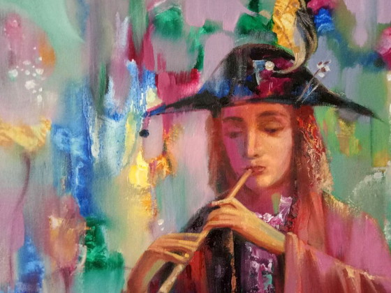 Original Oil Painting Abstract Figurative Girl Flowers Evening Melody – Paintings & Drawings, Canvas (photo 4 of 13)