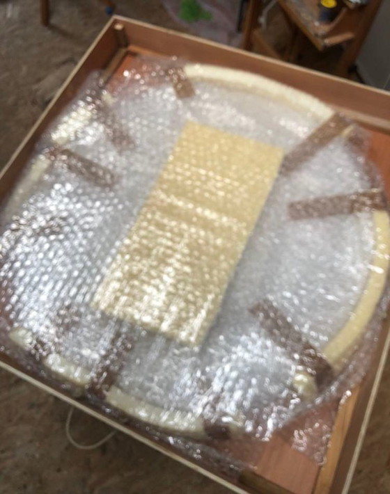 Image 1 of Grote handgemaakte wandsculptuur - Organische, moderne, ronde, 3D-decoratie van klei, biomorfische sculptuur, kleuren naar keuze