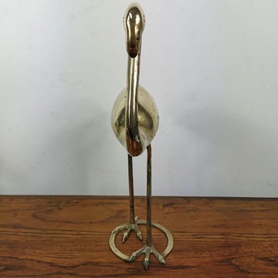 Image 1 of Statua vintage di fenicottero in ottone. Statua di fenicottero.