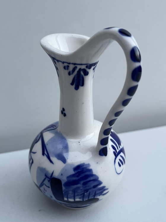 Image 1 of Delft Blue * “Hand Painted Delft” Small Vase 13cm High 9cm Wide +-8cm Diameter