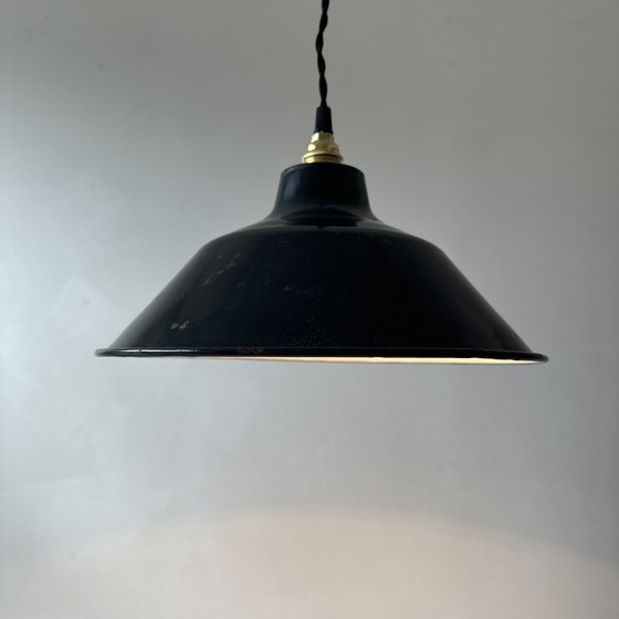 Image 1 of Antieke geëmailleerde industriële hanglamp 30 cm