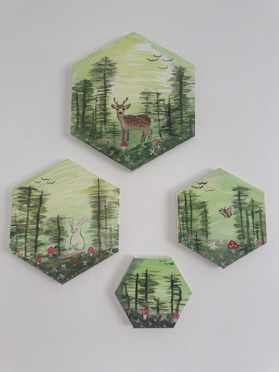 Betoverd Bos – Handgeschilderde Set van 4 – Giclée Prints, Canvas (photo 5 of 5)