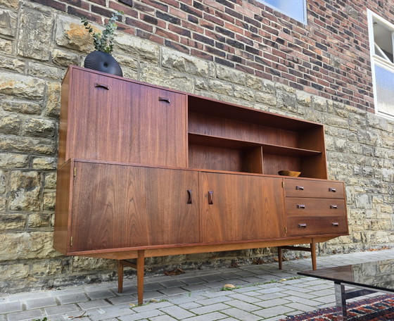 Dressoirs Highboard jaren 60 Teak Mid Century jaren 70 Vintage Kast Vitrine – Wood (photo 2 of 12)