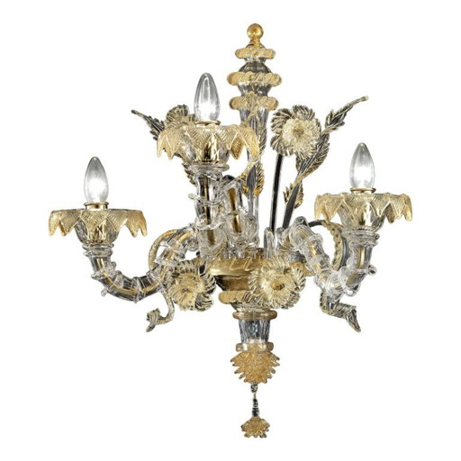 Italiaans Murano glas Ca’ Rezzonico – Handgemaakt ontwerp met gouden bloemenmotief