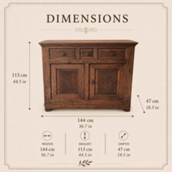 Antiek Notenhouten Dressoir – Eind 19e Eeuw, Professioneel Gerestaureerd – CREDENZA ANTICA, Wood (photo 13 of 14)