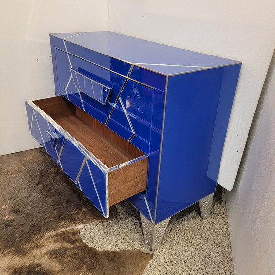 Image 1 of Cómoda en Cristal Azul, Estilo Art Déco, S. XXI