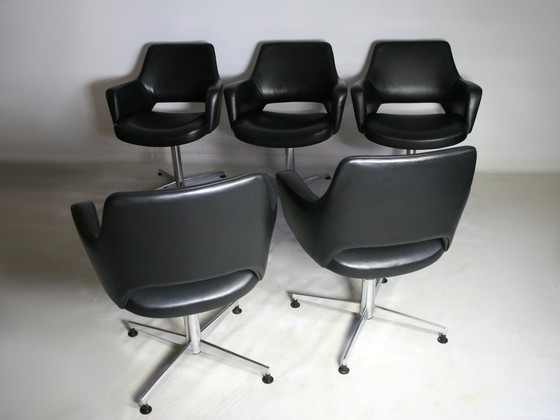 Image 1 of Original Wilde & Spieth cuir fauteuil pivotant Egon Eiermann chaise de bureau