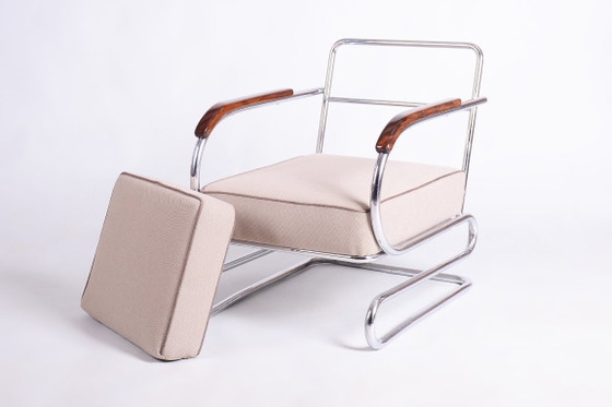 Restored Bauhaus Double Suspension Chair, Halabala, UP Zavody, Oak, Czech, 1930s – UP Závody, Armchairs (photo 16 of 16)