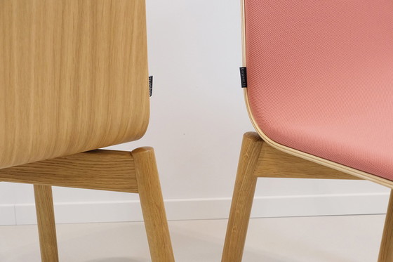 Image 1 of 2x Bogaets Silla de roble con tapicería rosa