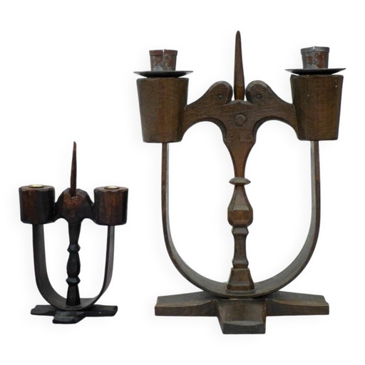 Bougeoirs en bois suédois de Taserud, 1955, lot de 2