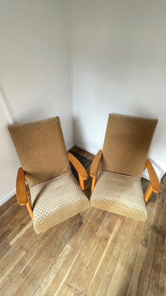 Image 1 of Paire FAUTEUILS MANUCERE Pieds Compas VINTAGE