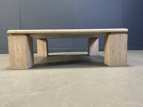 Image 1 of Square Italian travertine coffee table, 1970s 