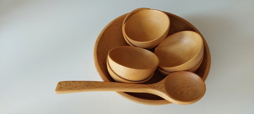 Vintage Erdnuss-Set aus Holz, 1960er Jahre