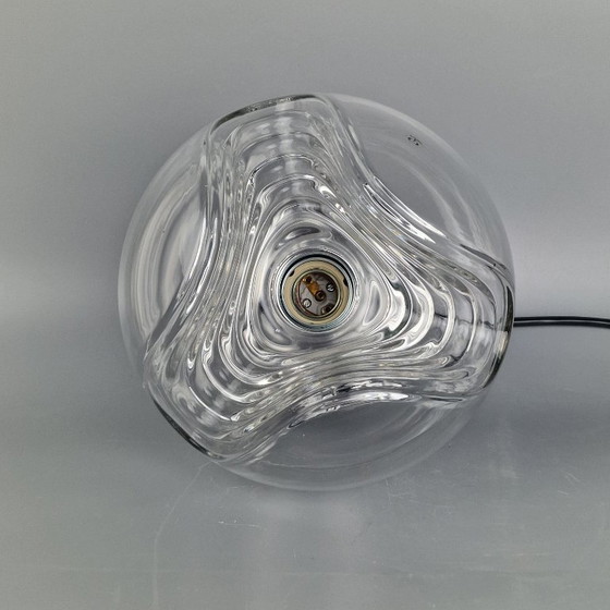 Image 1 of Vintage Space Age pendant lamp - Peill & Putzler "Wave" / "Futura" - 1970s Germany - Glass and Metal - Ø 22 cm. Space Age Design