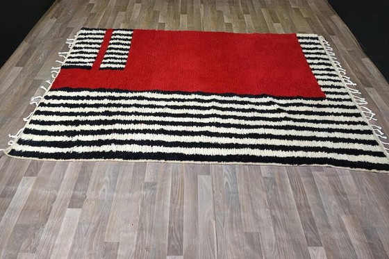 Rood handgemaakt vloerkleed versierd met rayon 200cmx300cm – Vloerkleden en tapijten, Wool, Bohemian (photo 3 of 11)