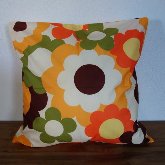 Image 1 of Set di 4 federe per cuscini in stile retrò anni Settanta, hippie, flower power, 45 x 45 cm, imbottitura non inclusa.