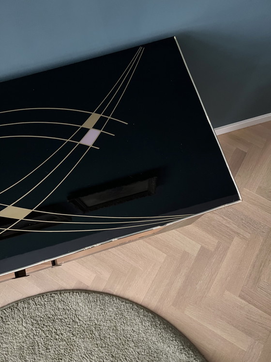 Image 1 of Buffet style rockabilly des années 1950 avec plateau en verre