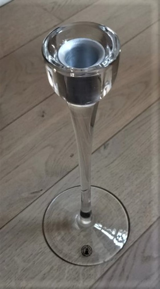Image 1 of Designer glazen kandelaar 29 cm handgemaakt