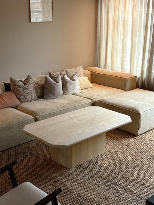 Mesa de centro vintage de mármol travertino