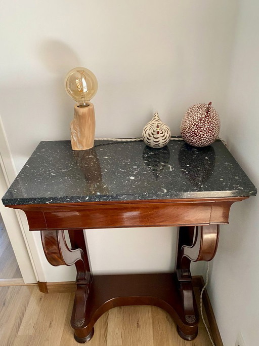 Consolle in mogano e marmo, stile Impero o Restaurazione, del XIX secolo. – consoles, Marble, Wood