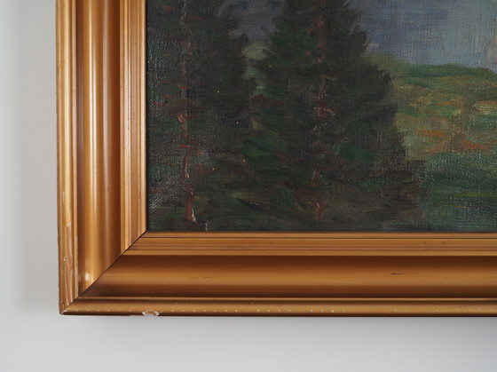 Image 1 of Peinture "La rivière dans les montagnes", design scandinave, années 1970