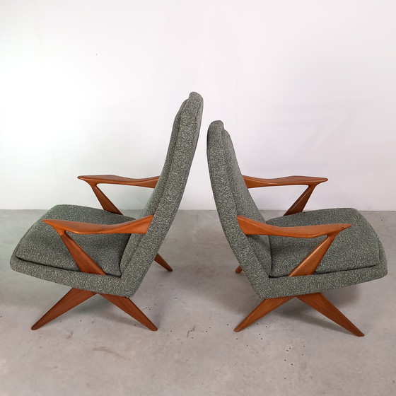 Image 1 of Ensemble de fauteuils design Mid-Century | vintage restaurés