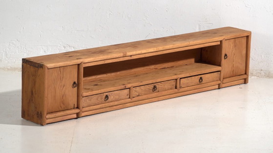 Antique solid wood low cabinet – Gansu Chinese low console with drawers – circa 1880–1920 (photo 3 of 40)