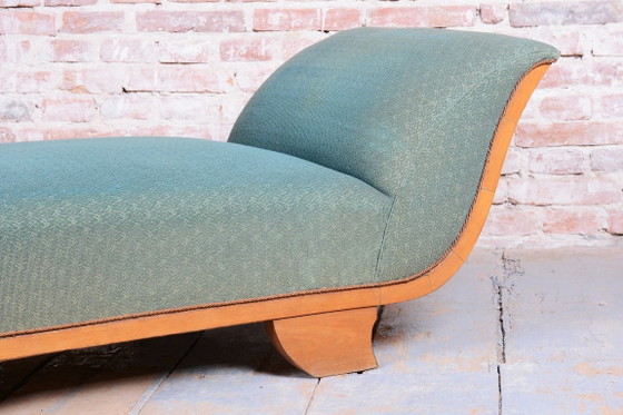 Gerestaureerde art-deco bank, beukenhout, herleefd Pools, Tsjechisch, jaren 1920 – Chaises longue, Textile (photo 5 of 9)