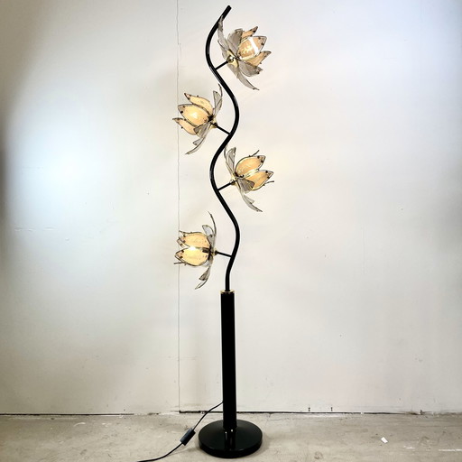 Standing lotus lamp with 4 flowers