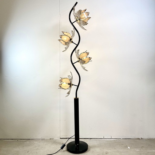 Standing lotus lamp with 4 flowers