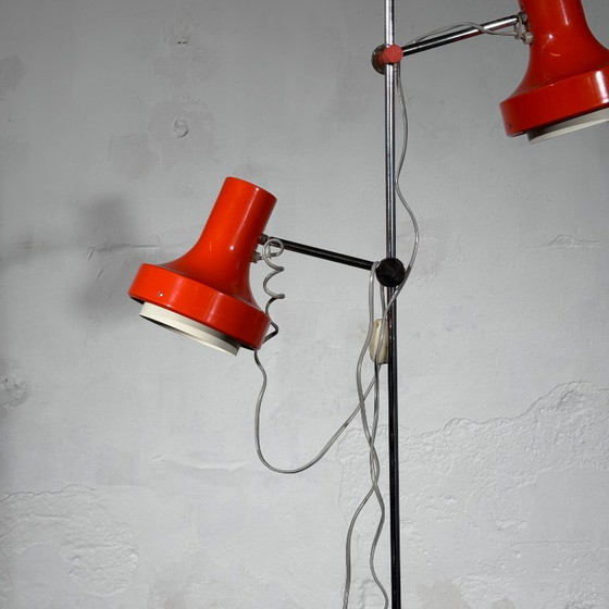 Josef Hurka Oranje Dubbelschalige Vloerlamp, jaren 60 – Vloerlampen, Chrome (photo 4 of 10)