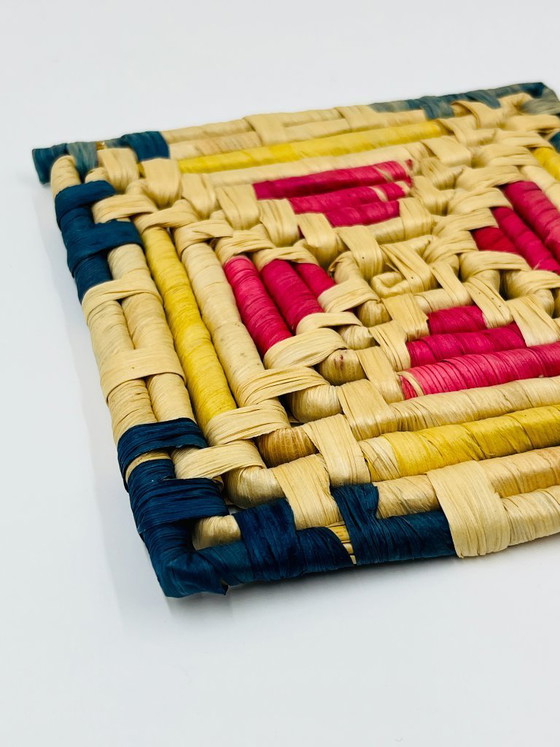 Image 1 of Set of 3 vintage braided fiber trivets