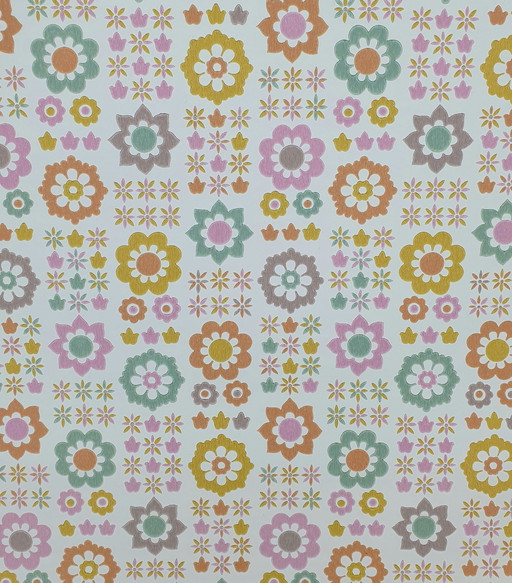 7761 Papier peint floral vintage pastel rétro des années 70