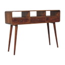 Console Table with 3 Drawers in Solid Mango Wood with Chestnut Finish