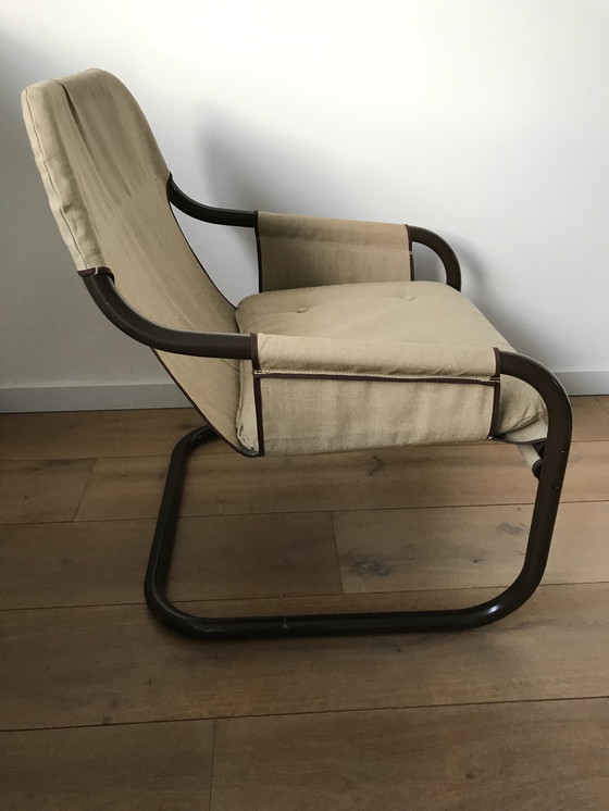 Image 1 of Mid-century Bauhaus buisvormige canvas fauteuil by TOMAS  JELINEK door IKEA jaren 80