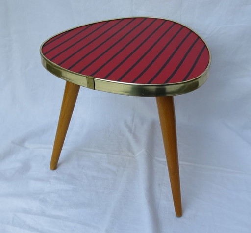 Mesa con forma de riñón, mesa auxiliar, mesa para flores, trípode, taburete para flores de 3 patas, banco para flores