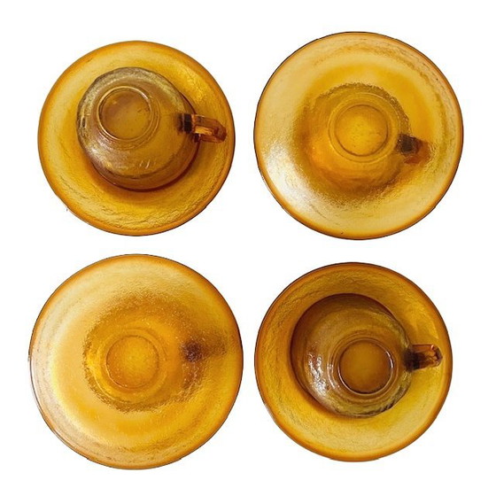 Image 1 of Set di servizio da colazione in vetro ambrato vintage anni '60