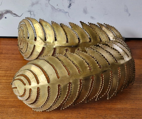 2x Original Maison Jansen Palm Leaves / Wall Object (1970s) – Christian Techoueyres – Wall decoration, Brass (photo 3 of 8)