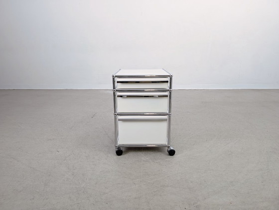 Image 1 of 7x USM Haller rolcontainer kantoorkast design wit Fritz Trolley