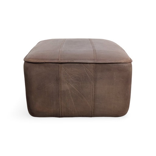 2x Original Mid Century de Sede Ottoman Stools, Buffalo Leather, Brown