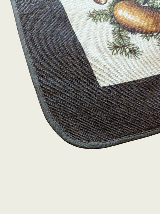 Image 1 of Rare vintage jute tablecloth set from the 70s-80s – autumn & Christmas motifs – 3-piece