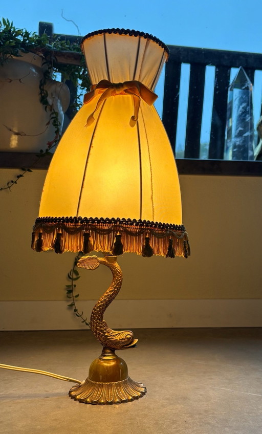 Lampe vintage Hollywood Regency Dauphin avec abat-jour corset – Années 50/60
