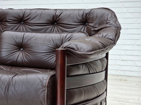 Image 1 of Divano a 3 posti in stile scandinavo degli anni '70, disegnato da Arne Norell e rivestito in pelle.