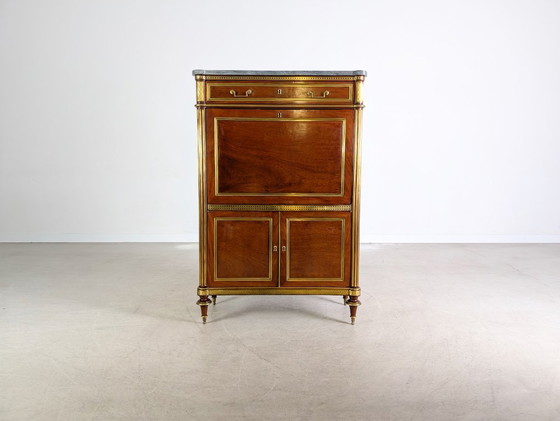 Image 1 of Original Louis XVI chest of drawers/secretary, mahogany, brass