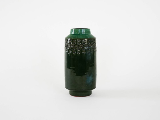 Image 1 of Grüne Keramikvase, dänisches Design, 1970er Jahre, hergestellt in Dänemark
