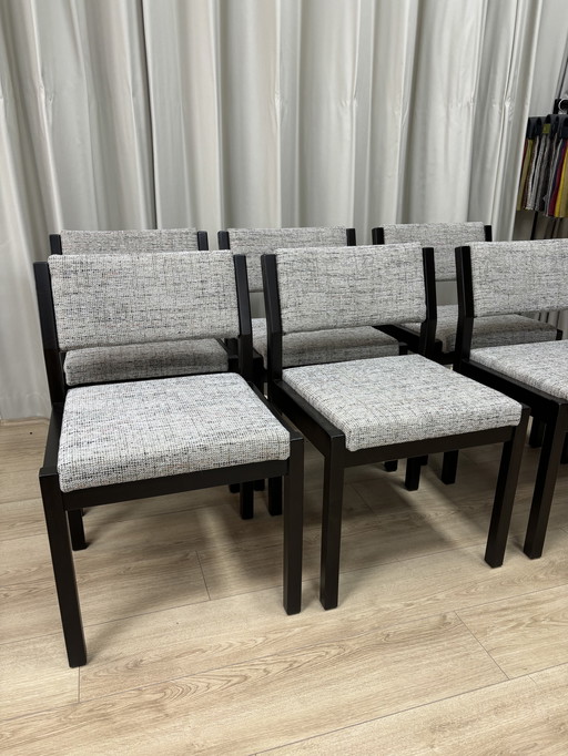 Set of 6 Pastoe dining chairs – reupholstered in De Ploeg